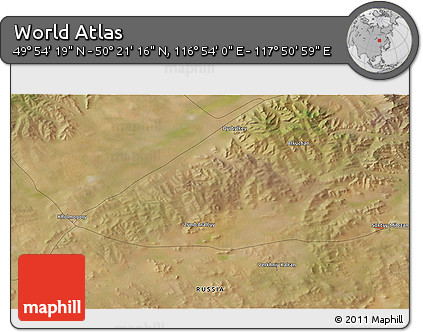 Satellite 3D Map of the Area around 50° 7' 47" N, 117° 22' 30" E