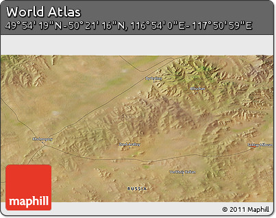 Satellite 3D Map of the Area around 50° 7' 47" N, 117° 22' 30" E