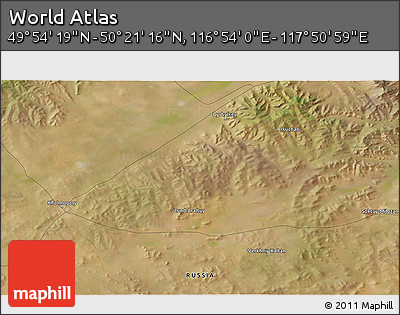 Satellite 3D Map of the Area around 50° 7' 47" N, 117° 22' 30" E