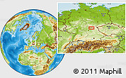 Physical Location Map of the area around 50° 7' 47" N, 11° 7' 30" E