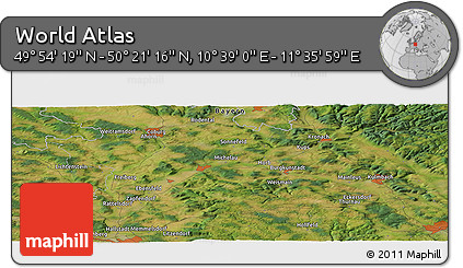 Satellite Panoramic Map of the Area around 50° 7' 47" N, 11° 7' 30" E