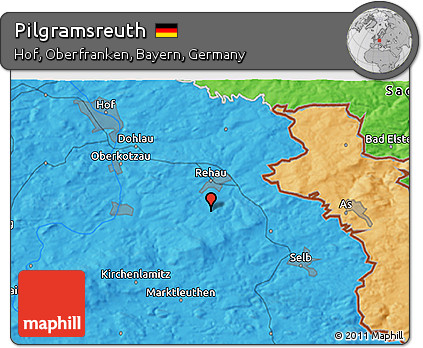 Political 3D Map of Pilgramsreuth