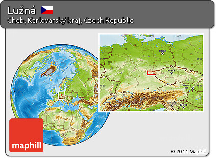 Physical Location Map of Lužná