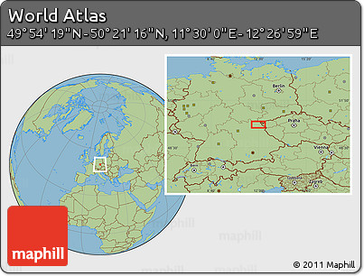 Savanna Style Location Map of the Area around 50° 7' 47" N, 11° 58' 29" E