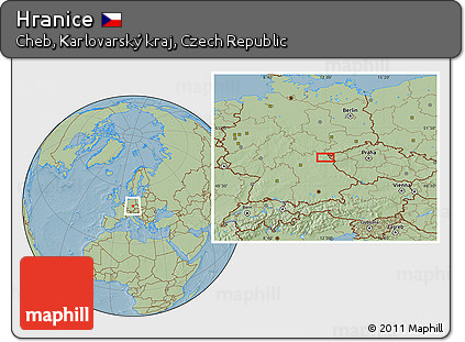 Savanna Style Location Map of Hranice, hill shading