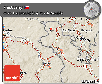Shaded Relief Map of Pastviny