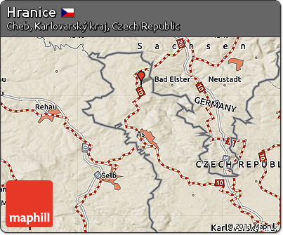 Shaded Relief Map of Hranice