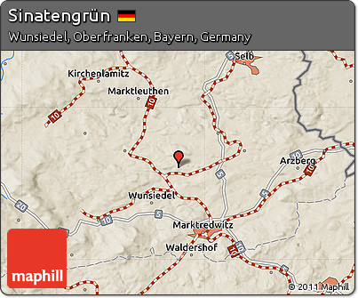 Shaded Relief Map of Sinatengrün