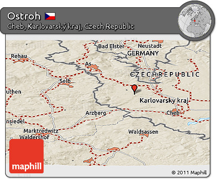 Shaded Relief Panoramic Map of Ostroh