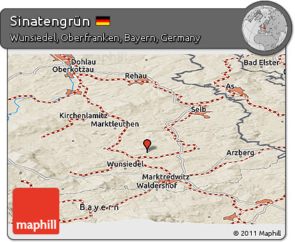 Shaded Relief Panoramic Map of Sinatengrün