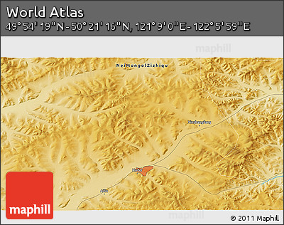 Physical 3D Map of the Area around 50° 7' 47" N, 121° 37' 30" E