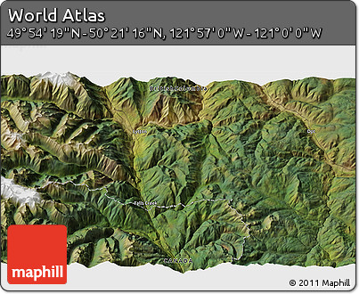 Satellite 3D Map of the Area around 50° 7' 47" N, 121° 28' 29" W