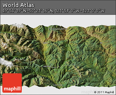 Satellite 3D Map of the Area around 50° 7' 47" N, 121° 28' 29" W