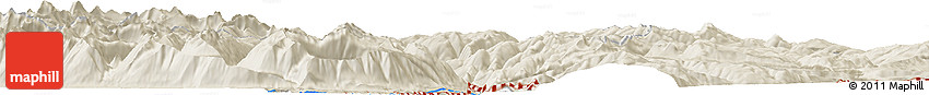 Shaded Relief Horizon Map of the Area around 50° 7' 47" N, 121° 28' 29" W
