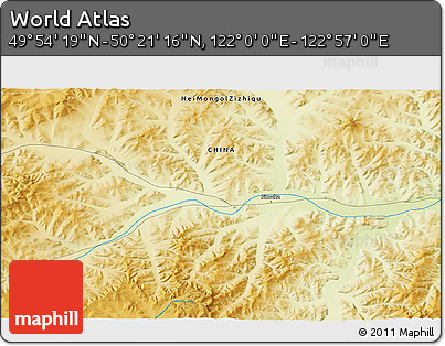 Physical 3D Map of the Area around 50° 7' 47" N, 122° 28' 29" E