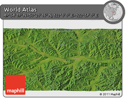Satellite 3D Map of the Area around 50° 7' 47" N, 122° 28' 29" E