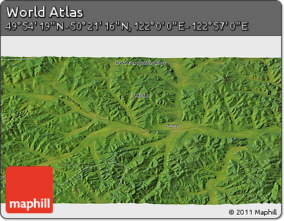 Satellite 3D Map of the Area around 50° 7' 47" N, 122° 28' 29" E