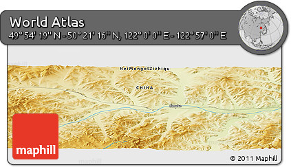 Physical Panoramic Map of the Area around 50° 7' 47" N, 122° 28' 29" E