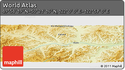 Physical Panoramic Map of the Area around 50° 7' 47" N, 122° 28' 29" E