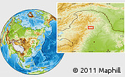 Physical Location Map of the area around 50° 7' 47" N, 123° 19' 29" E