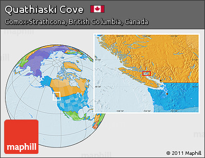 Political Location Map of Quathiaski Cove