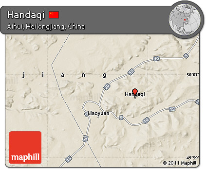 Shaded Relief Map of Handaqi