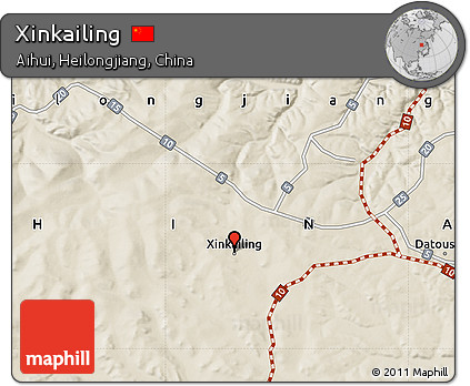 Shaded Relief Map of Xinkailing