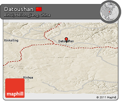 Shaded Relief Panoramic Map of Datoushan