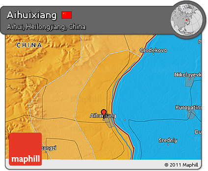 Political 3D Map of Aihuixiang