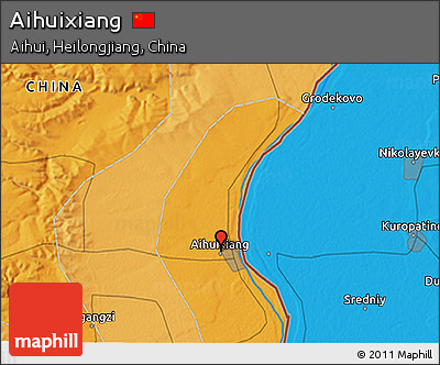 Political 3D Map of Aihuixiang