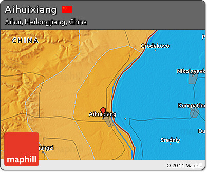 Political 3D Map of Aihuixiang