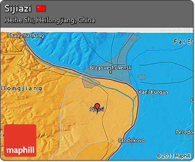 Political 3D Map of Sijiazi