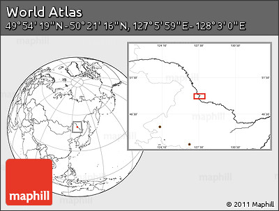 Blank Location Map of the Area around 50° 7' 47" N, 127° 34' 30" E