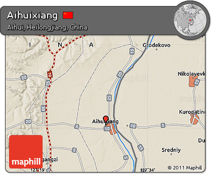 Shaded Relief Map of Aihuixiang
