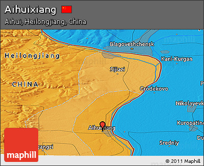 Political Panoramic Map of Aihuixiang