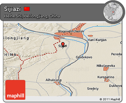 Shaded Relief Panoramic Map of Sijiazi