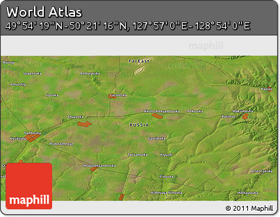 Satellite 3D Map of the Area around 50° 7' 47" N, 128° 25' 30" E