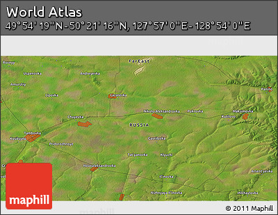Satellite 3D Map of the Area around 50° 7' 47" N, 128° 25' 30" E
