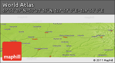 Physical Panoramic Map of the Area around 50° 7' 47" N, 128° 25' 30" E