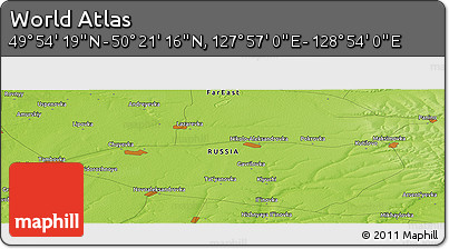 Physical Panoramic Map of the Area around 50° 7' 47" N, 128° 25' 30" E