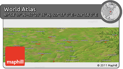 Satellite Panoramic Map of the Area around 50° 7' 47" N, 128° 25' 30" E