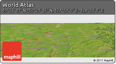 Satellite Panoramic Map of the Area around 50° 7' 47" N, 128° 25' 30" E