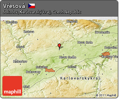 Physical 3D Map of Vřesová