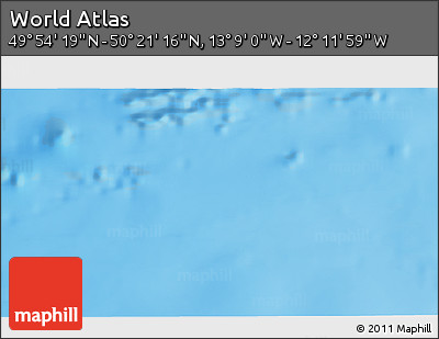 Physical 3D Map of the Area around 50° 7' 47" N, 12° 40' 30" W