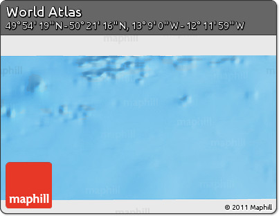 Physical 3D Map of the Area around 50° 7' 47" N, 12° 40' 30" W