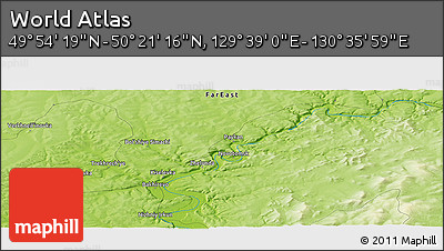 Physical Panoramic Map of the Area around 50° 7' 47" N, 130° 7' 30" E