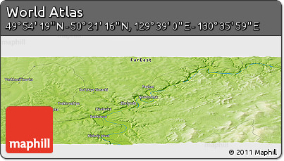 Physical Panoramic Map of the Area around 50° 7' 47" N, 130° 7' 30" E