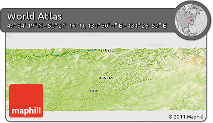 Physical Panoramic Map of the Area around 50° 7' 47" N, 130° 58' 29" E
