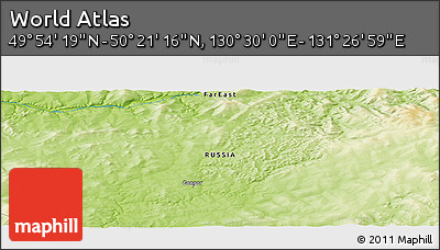 Physical Panoramic Map of the Area around 50° 7' 47" N, 130° 58' 29" E