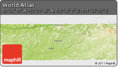 Physical Panoramic Map of the Area around 50° 7' 47" N, 130° 58' 29" E